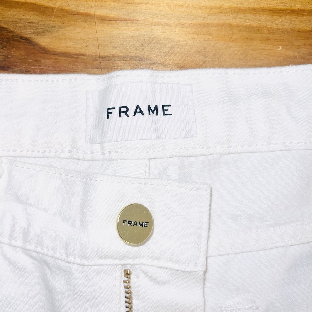 FRAME Le Garcon Jeans Womens Size 26 White Denim Distressed Mid Rise NEW - Picture 5 of 11